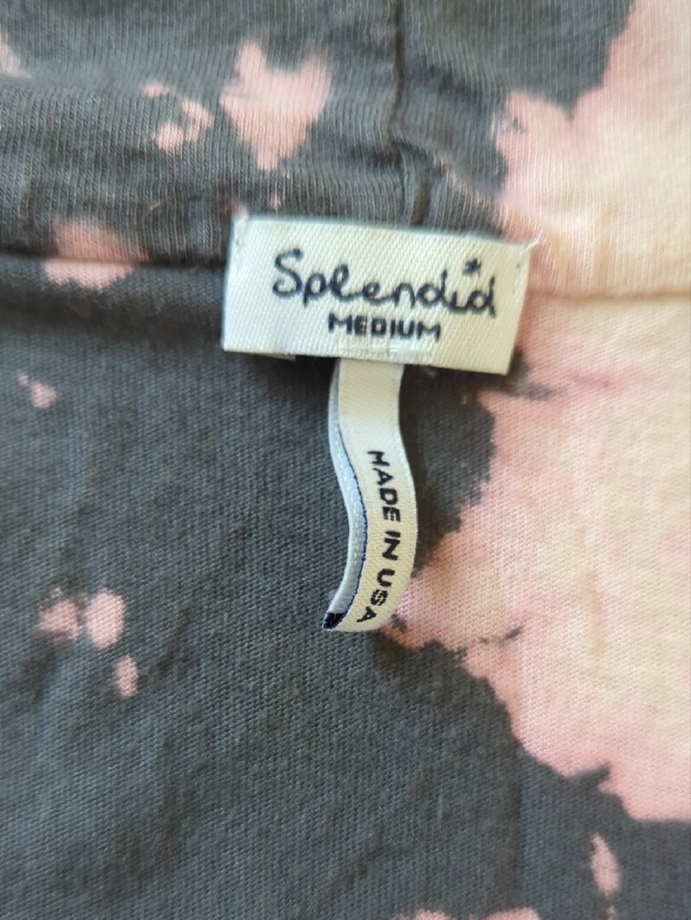 Splendid Charcoal and Pink Tie-Dye Tank With Draped Front - Picture 7 of 8